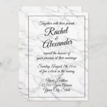 Elegantes invitaciones de boda de piedra de mármol