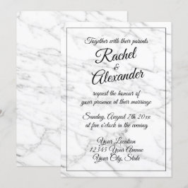 Elegantes invitaciones de boda de piedra de mármol