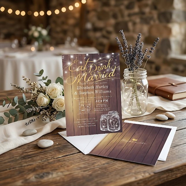 Elegantes invitaciones de boda EAT Drink & Be Marr (Subido por el creador)