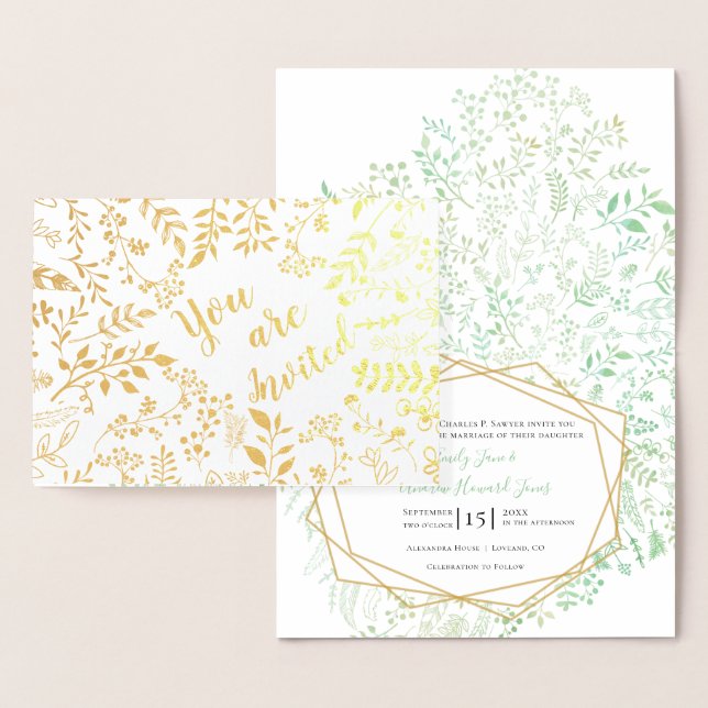 Elegantes invitaciones de boda floral de Relieve m (Demostración)