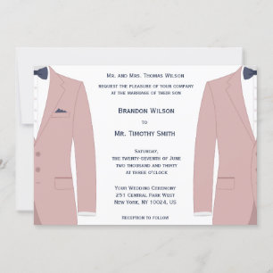 Elegantes Invitaciones De Boda Gay Rosa Y Azul