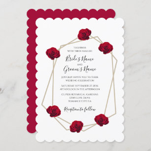 Elegantes invitaciones de boda geométrica de rosa 