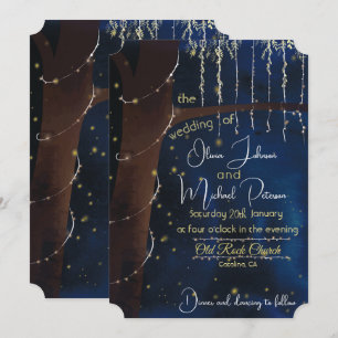 Elegantes invitaciones de boda nocturna