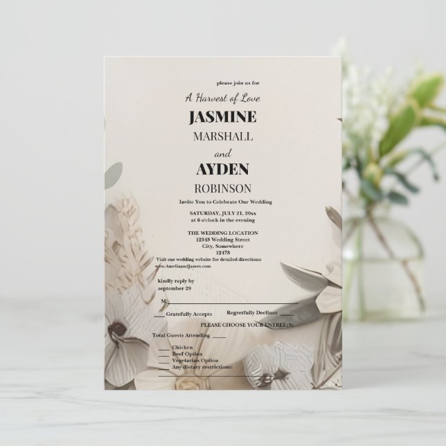 Elegantes Invitaciones de Boda Personalizadas (Anverso de pie)