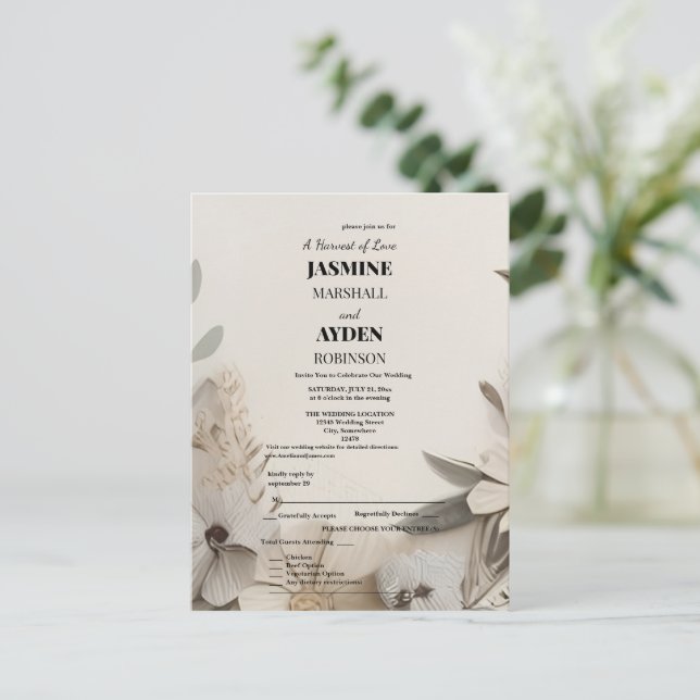 Elegantes Invitaciones de Boda Personalizadas (Anverso de pie)