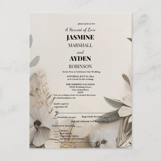 Elegantes Invitaciones de Boda Personalizadas (Anverso)