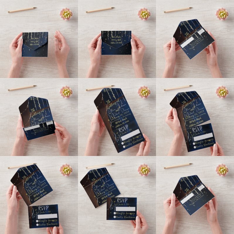 Elegantes invitaciones de boda todo en uno