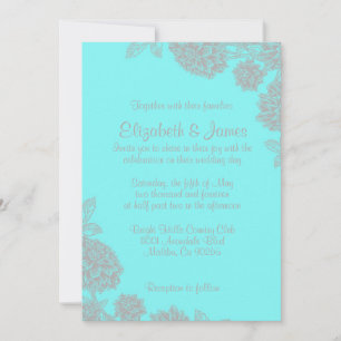Elegantes Invitaciones De Boda Verde azulada Y Pla