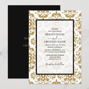 Elegantes invitaciones de Boda Vintage de Oro Negr