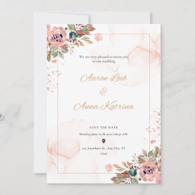 Elegantes invitaciones de bodas (Anverso)