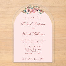 Elegantes invitaciones de bodas acrílicas florales