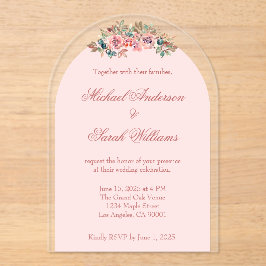 Elegantes invitaciones de bodas acrílicas florales