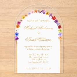 Elegantes invitaciones de bodas acrílicas florales
