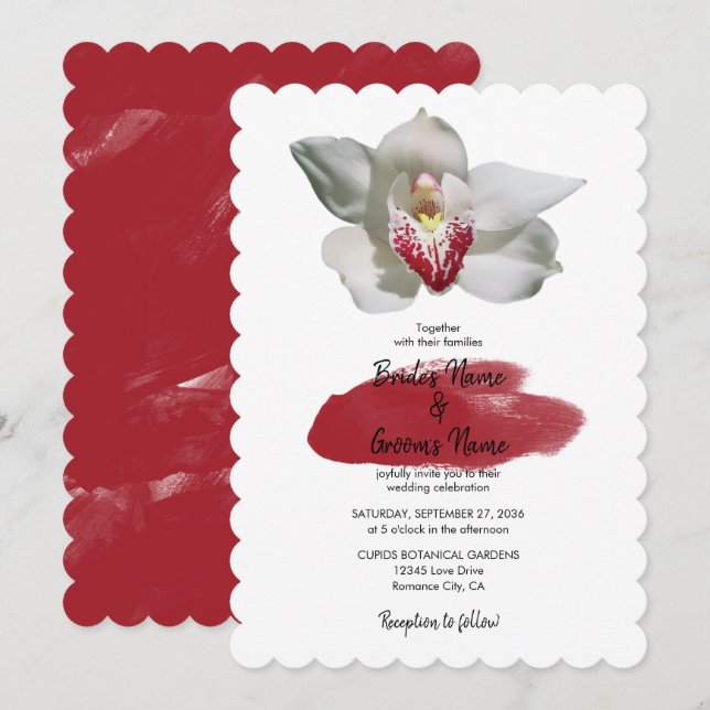 Elegantes invitaciones de bodas con orquídeas blan (Anverso / Reverso)