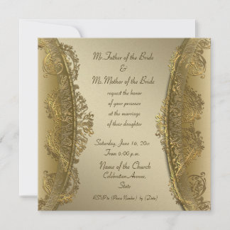 Elegantes invitaciones de bodas de damasco de oro 