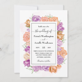 Elegantes invitaciones de bodas de melocotón y vio