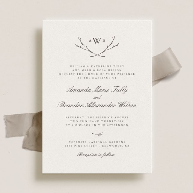 Elegantes invitaciones de bodas de monograma fores (Subido por el creador)