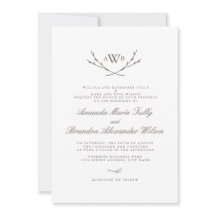 Elegantes invitaciones de bodas de monograma fores