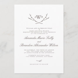 Elegantes invitaciones de bodas de monograma fores