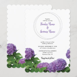 Elegantes invitaciones de bodas de púrpura Hydrang