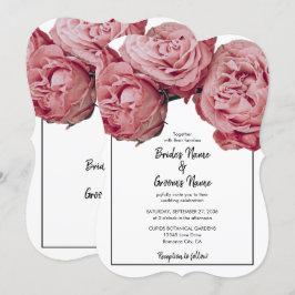 Elegantes invitaciones de bodas de rosas rosadas