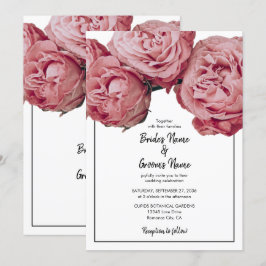 Elegantes invitaciones de bodas de rosas rosadas