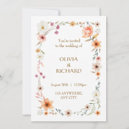 Elegantes invitaciones de Bodas Florales en Blanco