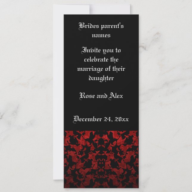 Elegantes invitaciones de bodas góticas de 4" x 9, (Anverso)