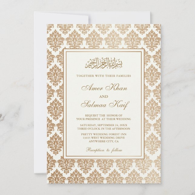 Elegantes invitaciones de bodas musulmanas (Anverso)