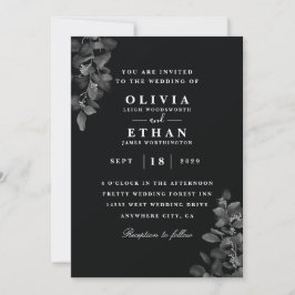 Elegantes invitaciones de bodas negras