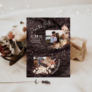 "Elegantes invitaciones de Boho decoradas con estr