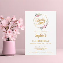 Elegantes invitaciones de cumpleaños 21 - Encanto