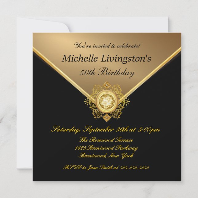 Elegantes invitaciones de cumpleaños Diamante de i (Anverso)