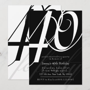 Elegantes invitaciones de cumpleaños número 40