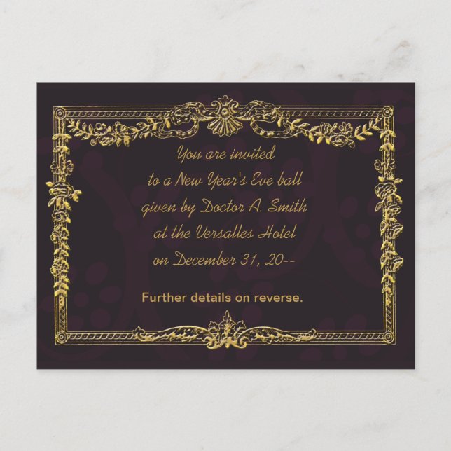 Elegantes invitaciones de fiesta de Año Nuevo (Anverso)