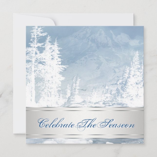 Elegantes Invitaciones de Fiesta de Navidad en Azu (Anverso)