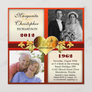 elegantes invitaciones de foto para 50 aniversario