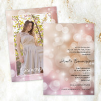 Elegantes invitaciones de fotos de Rubor rosa Quin