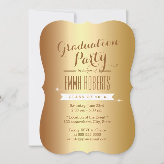 Elegantes Invitaciones de la fiesta de graduación  (Anverso)