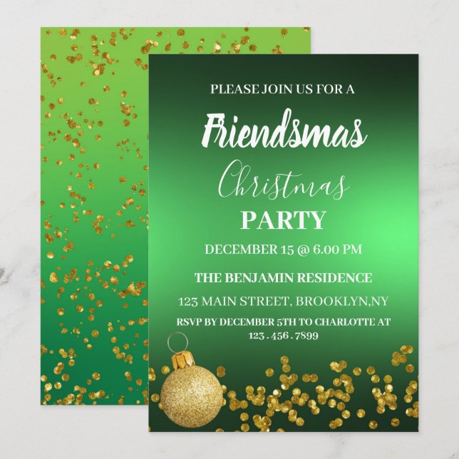 Elegantes invitaciones de la fiesta de los Navidad (Anverso / Reverso)