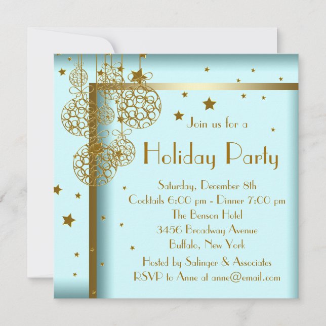 Elegantes invitaciones de la fiesta Verde azulada  (Anverso)