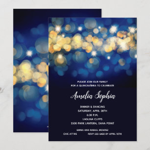Elegantes invitaciones de la marina y la quinceañe