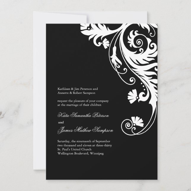 Elegantes invitaciones de matrimonio (Anverso)