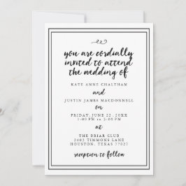 Elegantes invitaciones de matrimonio caligráfico
