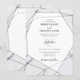 Elegantes invitaciones de matrimonio de mármol geo