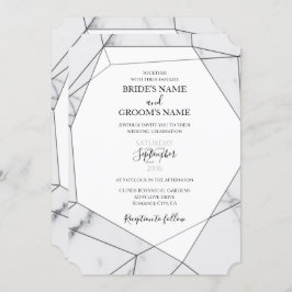 Elegantes invitaciones de matrimonio de mármol geo