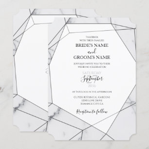 Elegantes invitaciones de matrimonio de mármol geo