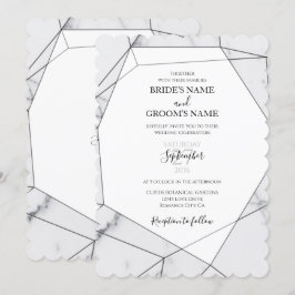 Elegantes invitaciones de matrimonio de mármol geo