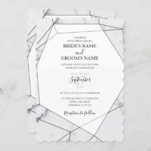 Elegantes invitaciones de matrimonio de mármol geo