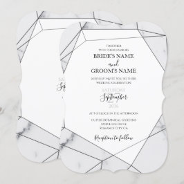 Elegantes invitaciones de matrimonio de mármol geo